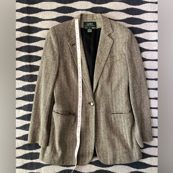 VTG Lauren Ralph Lauren Silk Herringbone Blazer Equestrian Buttons Size 6 - Picture 9 of 16
